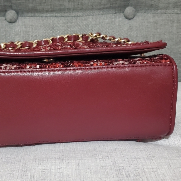 FLEMING CONVERTIBLE SHOULDER BAG tweed IN Burgundy - Picture 8 of 10